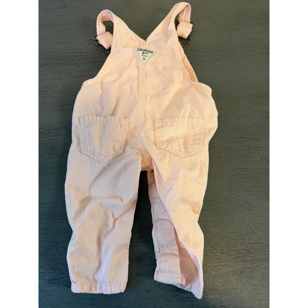Ralph Lauren Baby Girl Pink Cotton Twill Overalls Dungarees Size 9 Months
